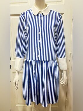 Tuckernuck Blue and White Striped Button-Front Shirt Dress Size Medium